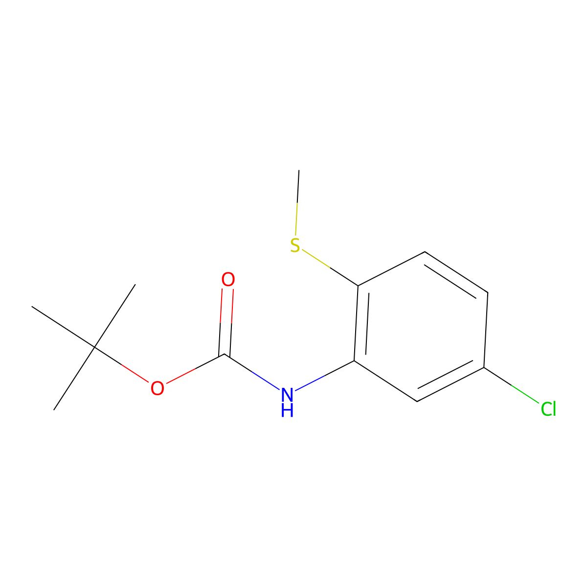 tert-butyl N-[5-chloro-2-(methylsulfanyl)phenyl]carbamate molecular structure, CAS 2551119-57-2