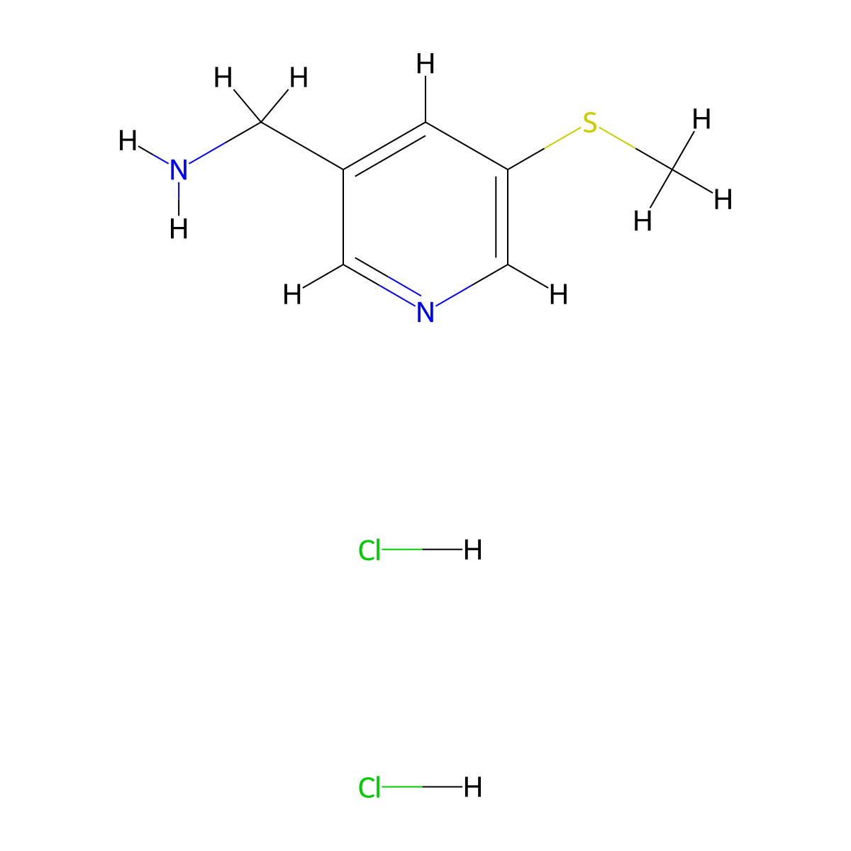 (5-Methylsulfanylpyridin-3-yl)methanamine;dihydrochloride molecular structure, CAS 2551119-74-3