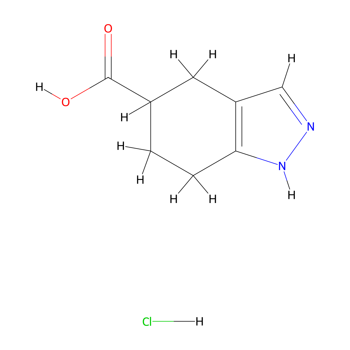 4,5,6,7-tetrahydro-1H-indazole-5-carboxylic acid hydrochloride molecular structure, CAS 2551119-78-7