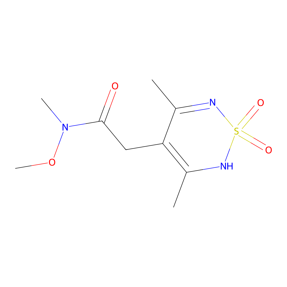 2-(3,5-dimethyl-1,1-dioxo-2H-1lambda6,2,6-thiadiazin-4-yl)-N-methoxy-N-methylacetamide molecular structure, CAS 2551119-88-9