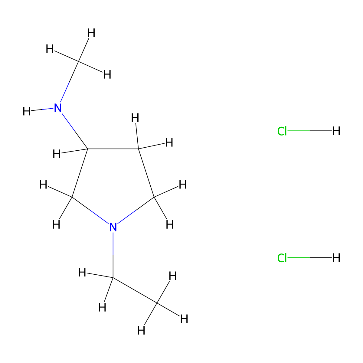1-ethyl-N-methylpyrrolidin-3-amine dihydrochloride molecular structure, CAS 2551119-90-3