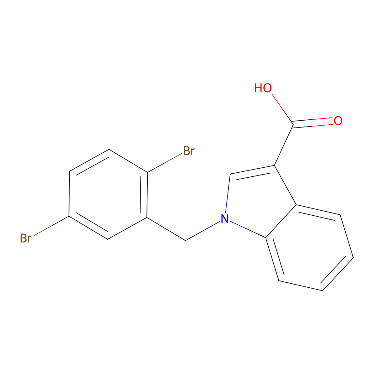 1-[(2,5-dibromophenyl)methyl]-1H-indole-3-carboxylic acid molecular structure, CAS 2551119-91-4