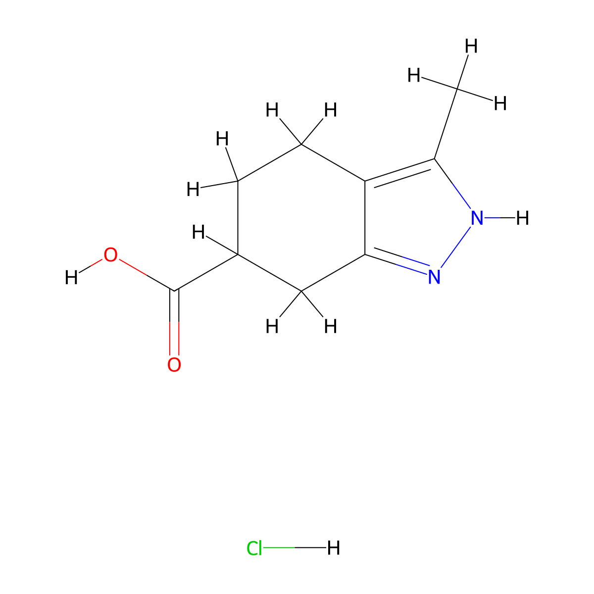 3-methyl-4,5,6,7-tetrahydro-1H-indazole-6-carboxylic acid hydrochloride molecular structure, CAS 2551119-97-0