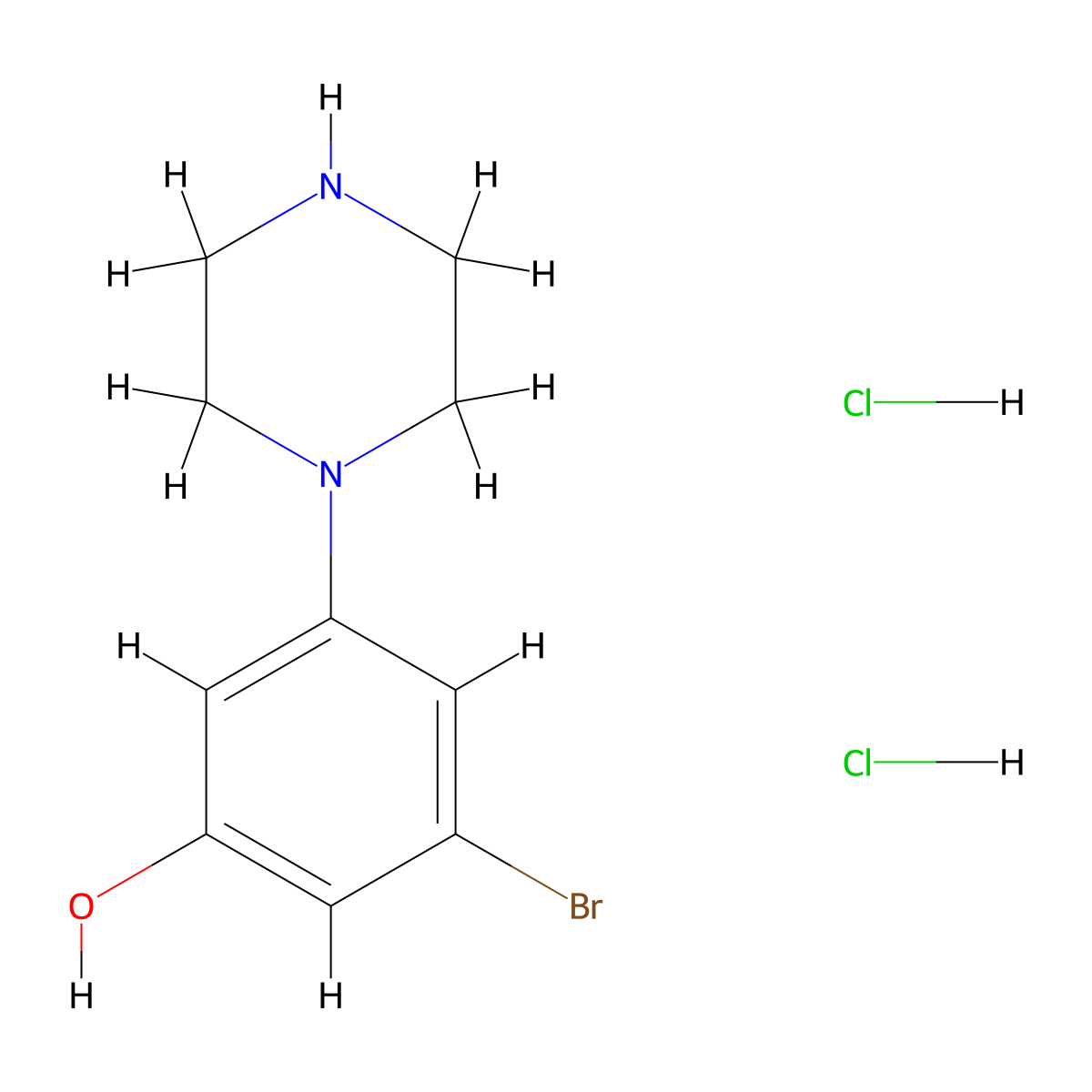 3-Bromo-5-(piperazin-1-yl)phenol dihydrochloride molecular structure, CAS 2551119-98-1