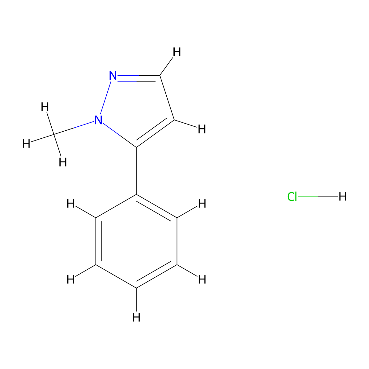 1-methyl-5-phenyl-1H-pyrazole hydrochloride molecular structure, CAS 2551120-02-4