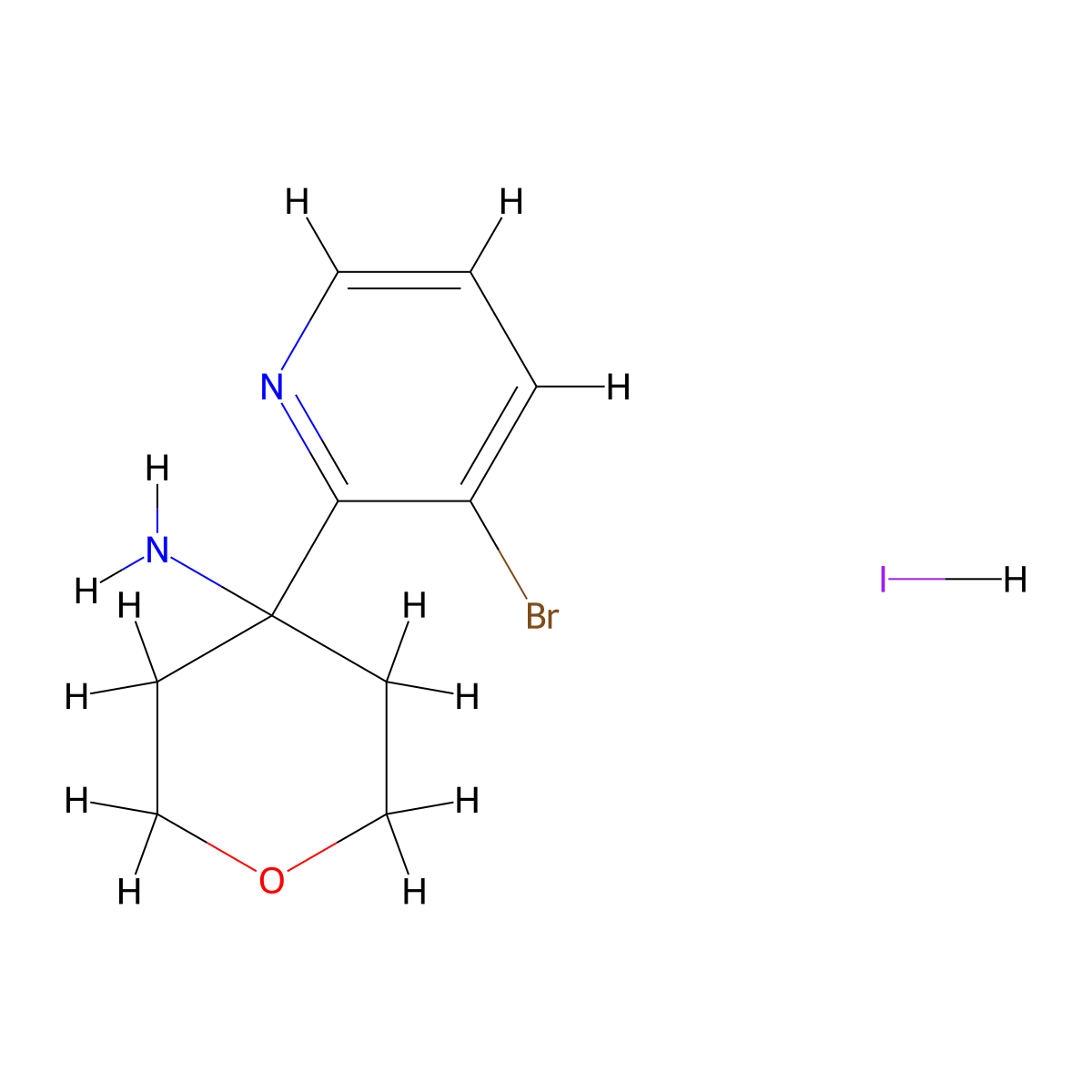 4-(3-Bromopyridin-2-yl)oxan-4-aminehydroiodide molecular structure, CAS 2551120-09-1