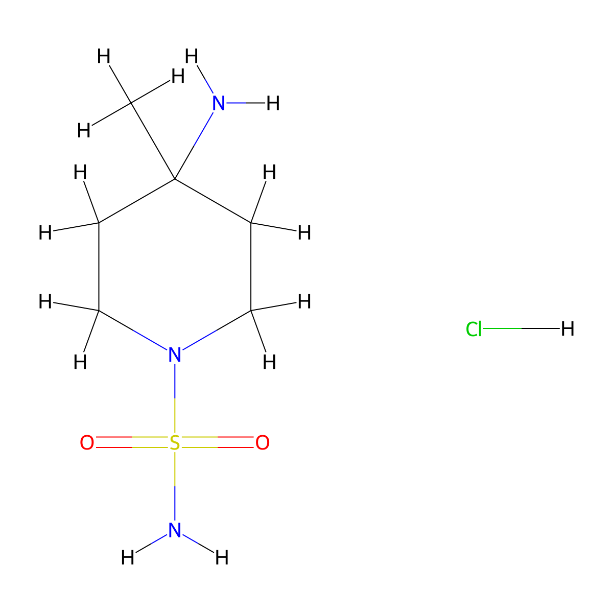 4-Amino-4-methylpiperidine-1-sulfonamidehydrochloride molecular structure, CAS 2551120-14-8