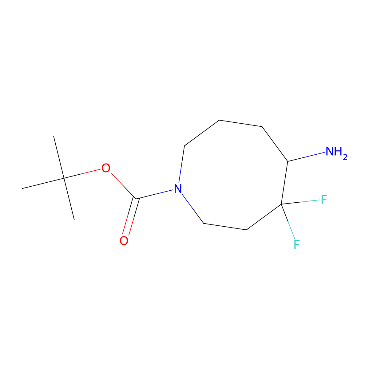Tert-butyl 5-amino-4,4-difluoroazocane-1-carboxylate molecular structure, CAS 2551120-24-0
