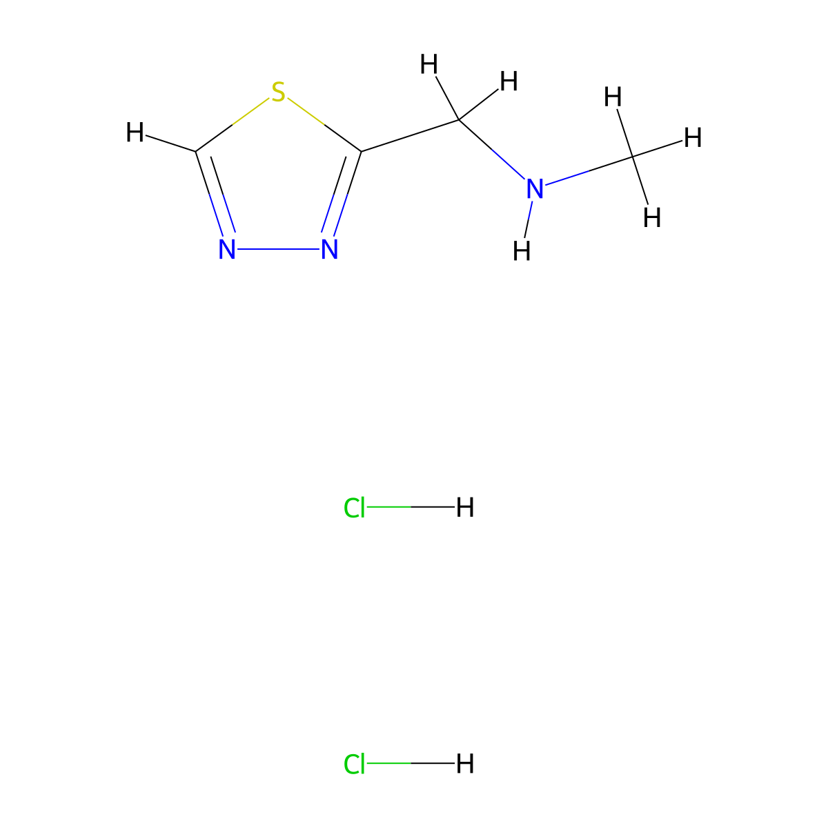Methyl[(1,3,4-thiadiazol-2-yl)methyl]amine dihydrochloride molecular structure, CAS 2551120-26-2