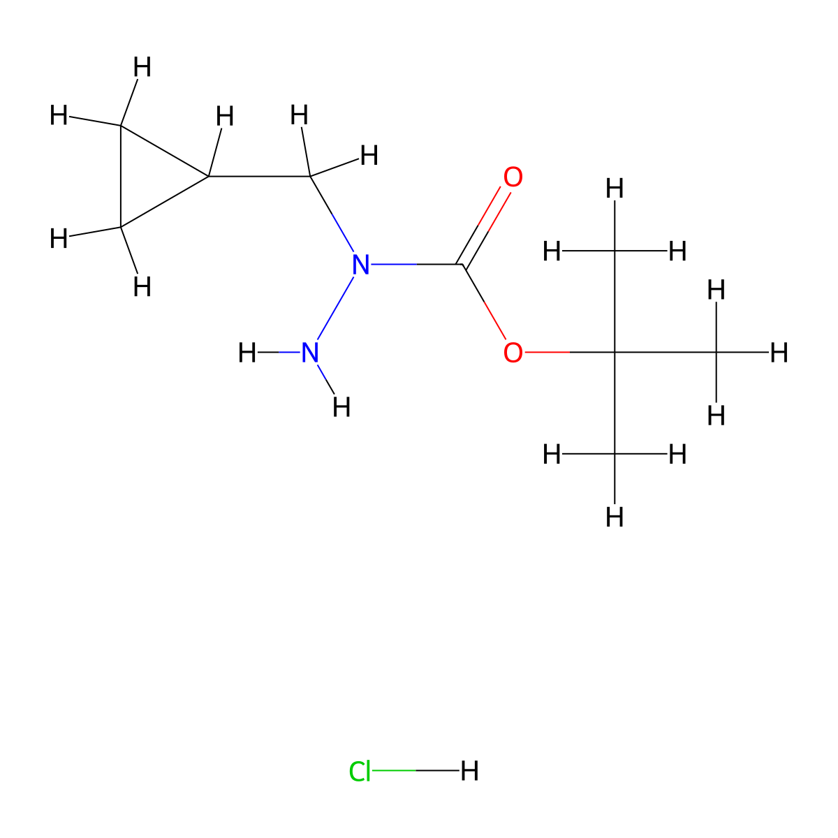 N-(cyclopropylmethyl)(tert-butoxy)carbohydrazide hydrochloride molecular structure, CAS 2551120-27-3