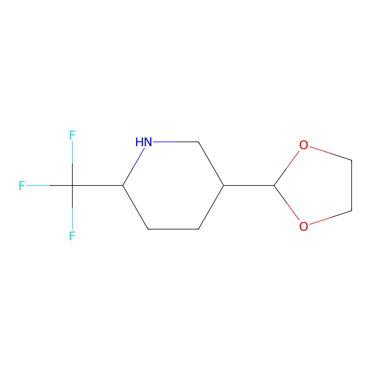 5-(1,3-Dioxolan-2-yl)-2-(trifluoromethyl)piperidine molecular structure, CAS 2551120-30-8