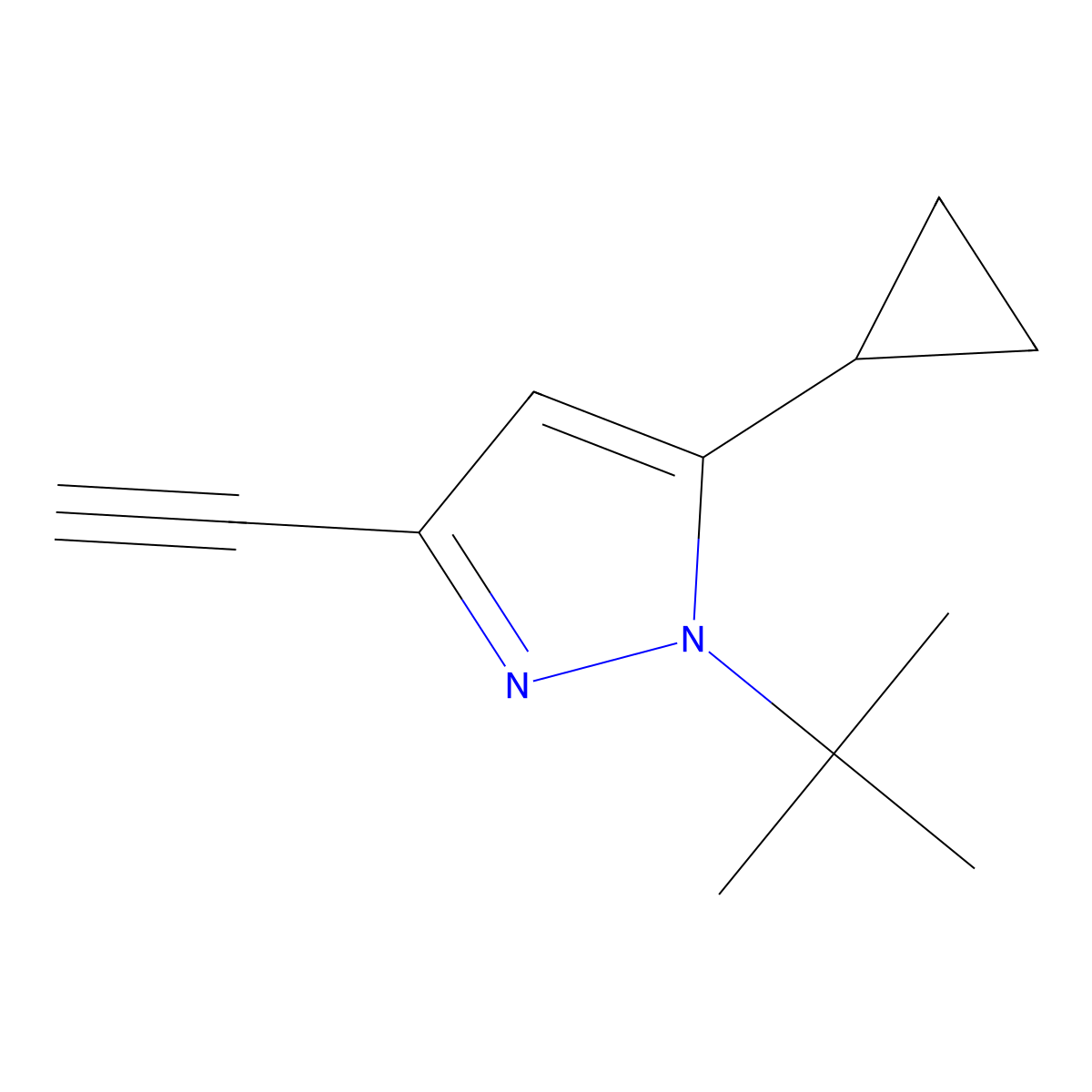 1-tert-butyl-5-cyclopropyl-3-ethynyl-1H-pyrazole molecular structure, CAS 2551120-40-0
