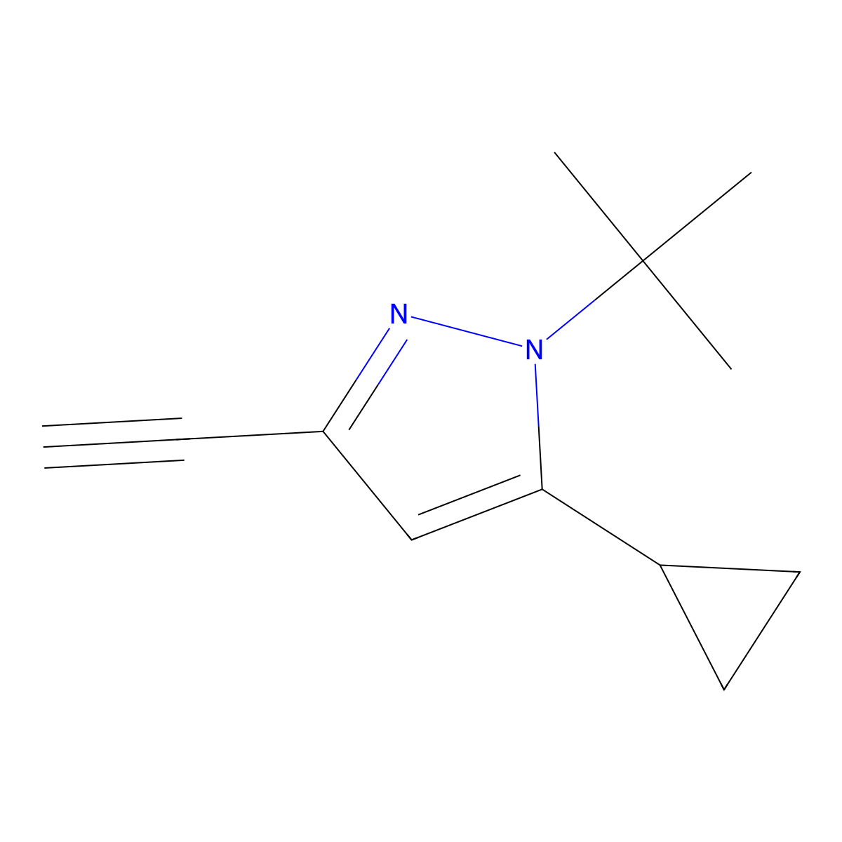 1-tert-butyl-5-cyclopropyl-3-ethynyl-1H-pyrazole molecular structure, CAS 2551120-40-0