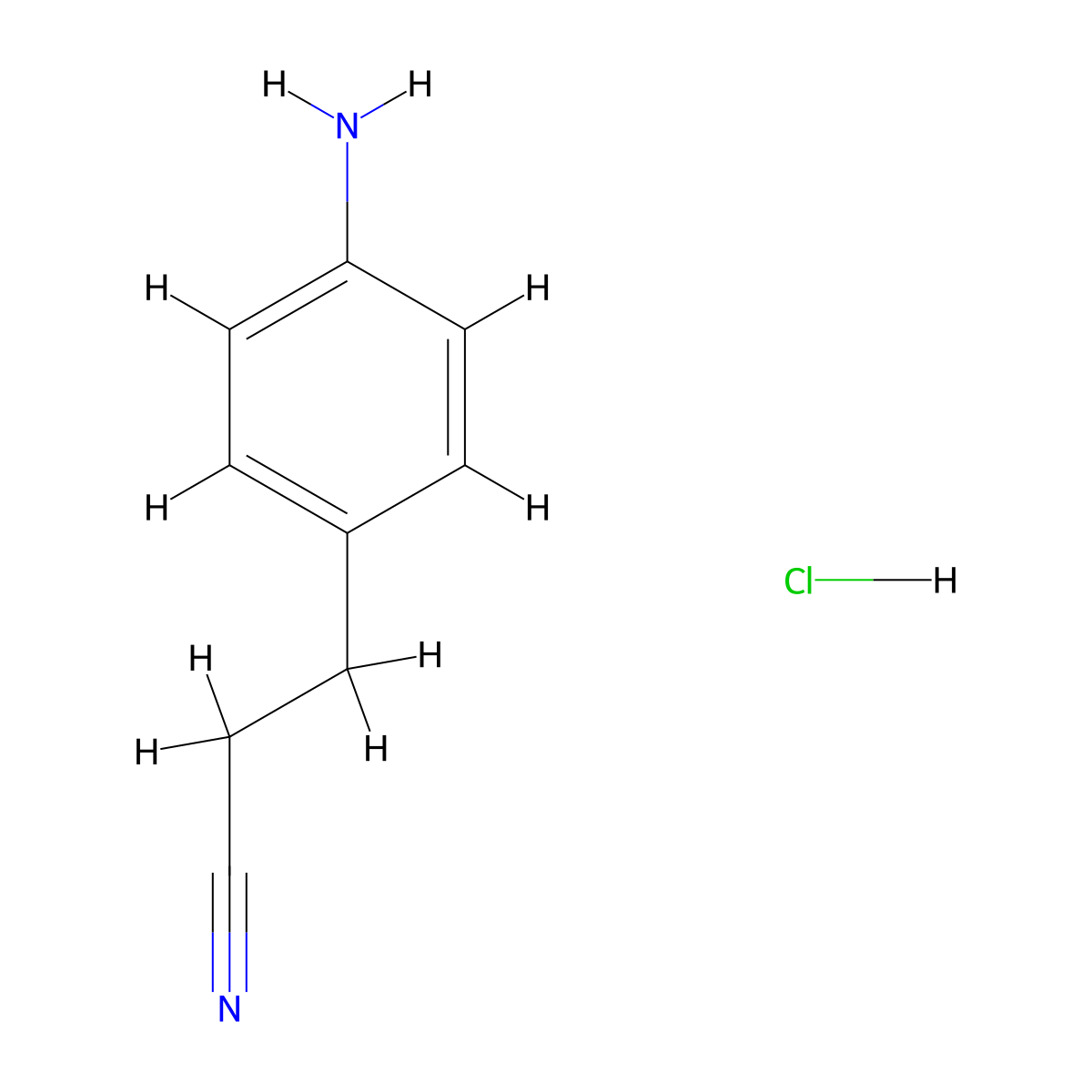 3-(4-Aminophenyl)propanenitrilehydrochloride molecular structure, CAS 2551120-43-3