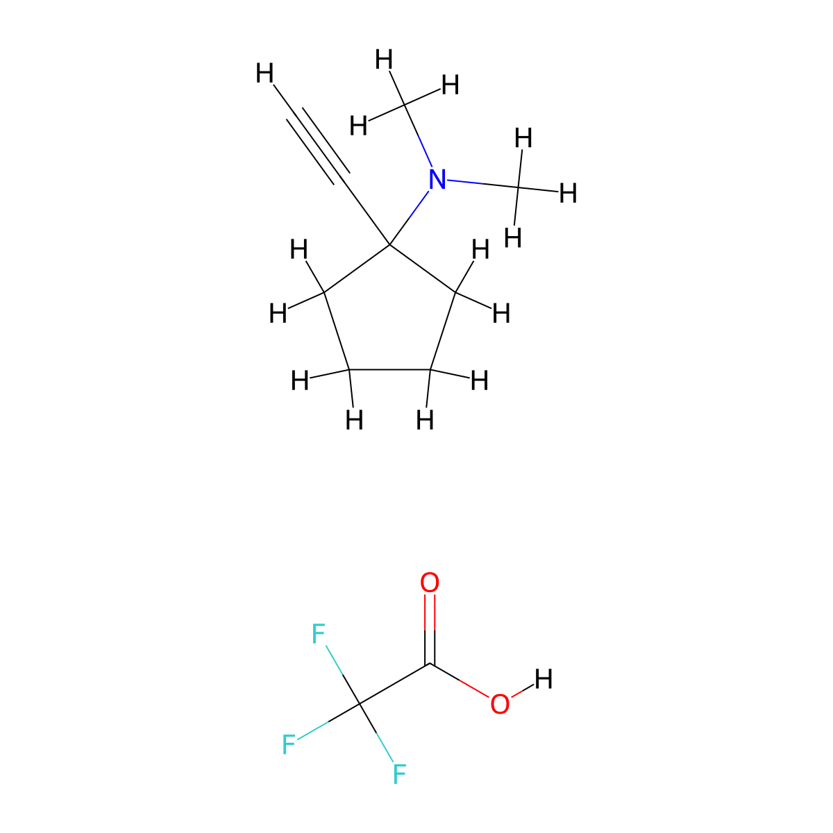 1-ethynyl-N,N-dimethylcyclopentan-1-amine,trifluoroaceticacid molecular structure, CAS 2551120-45-5