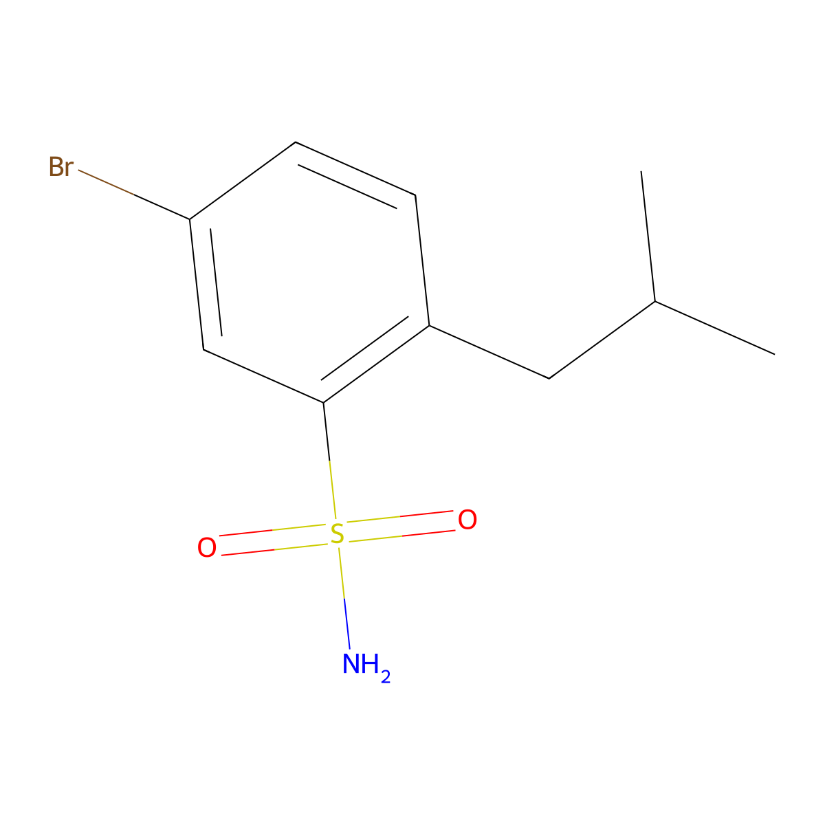 5-Bromo-2-(2-methylpropyl)benzene-1-sulfonamide molecular structure, CAS 2551120-58-0