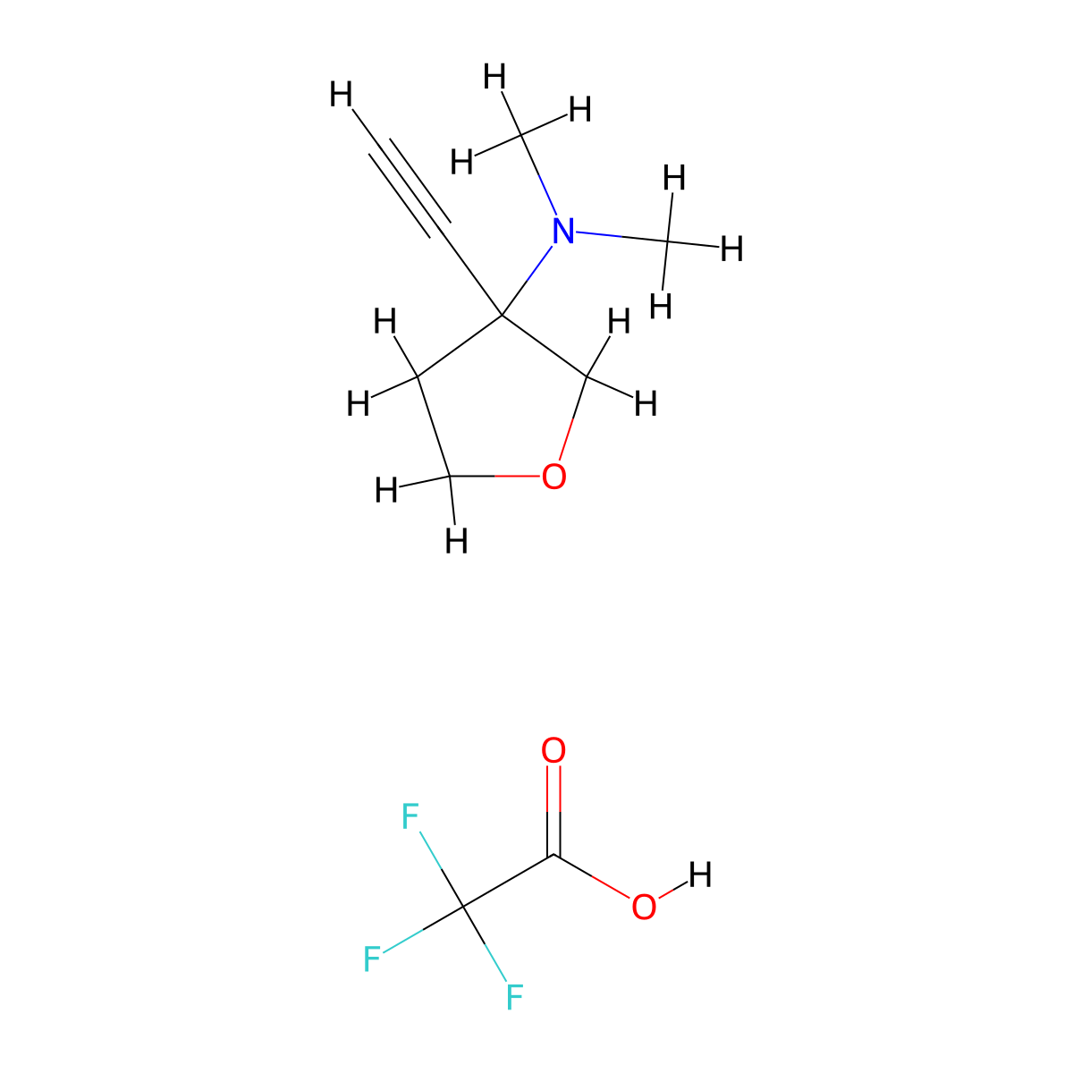 3-ethynyl-N,N-dimethyloxolan-3-amine; trifluoroacetic acid molecular structure, CAS 2551120-60-4