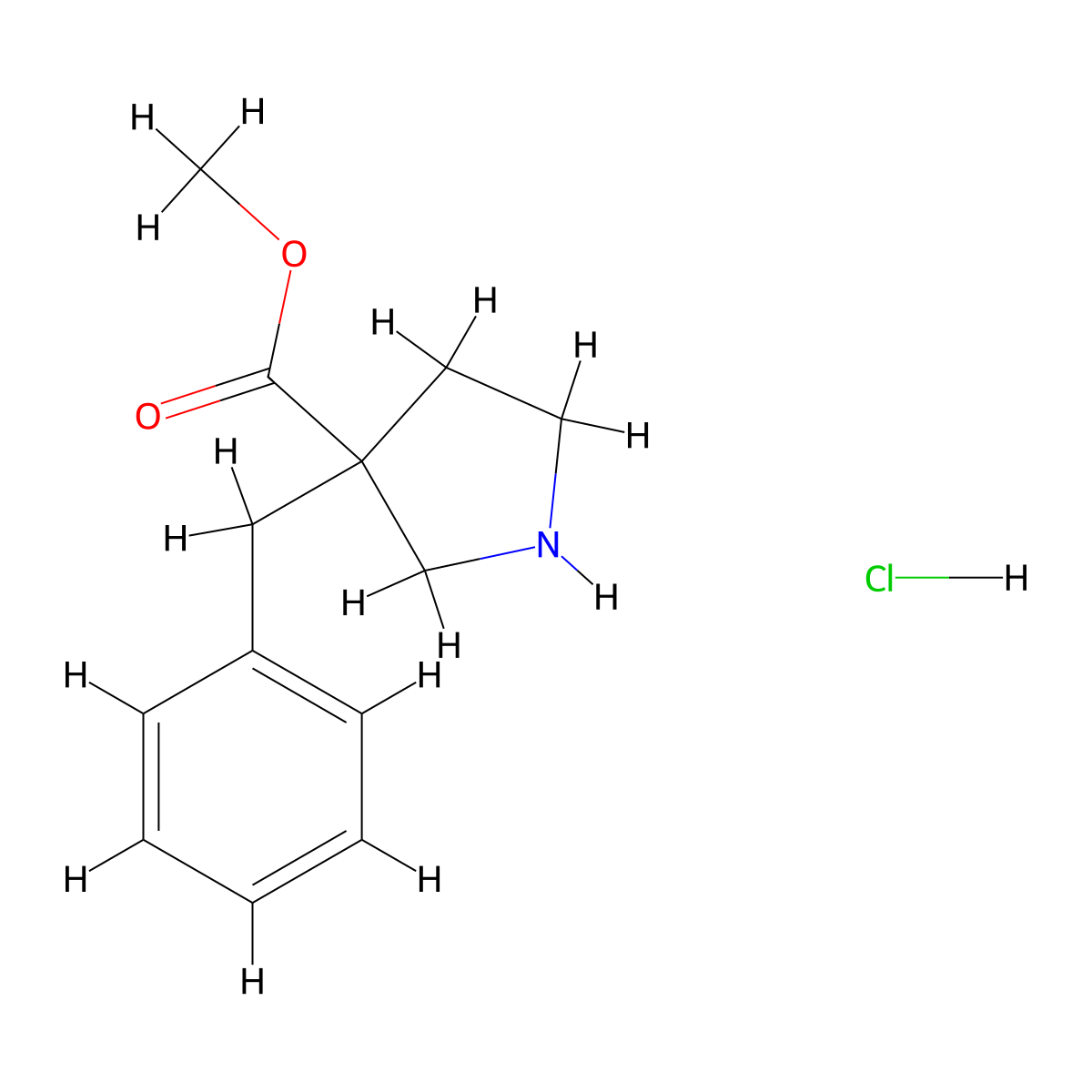 Methyl 3-benzylpyrrolidine-3-carboxylate hydrochloride molecular structure, CAS 2551120-70-6