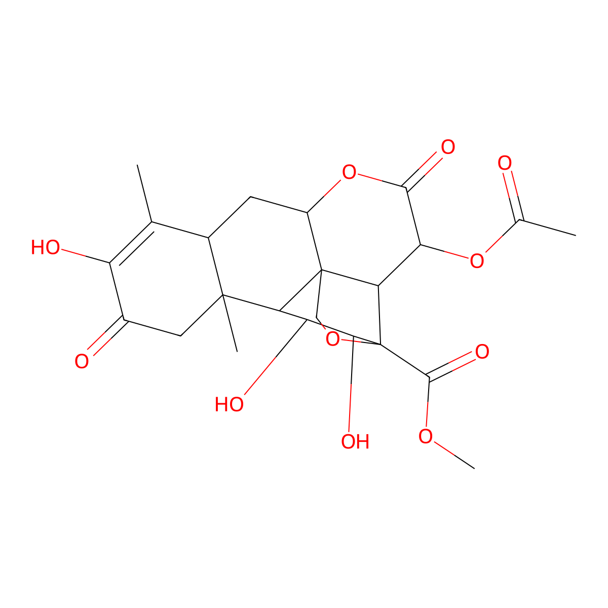 Methyl (11beta,12alpha,15beta)-15-(acetyloxy)-13,20-epoxy-3,11,12-trihydroxy-2,16-dioxopicras-3-en-21-oate molecular structure, CAS 25514-29-8