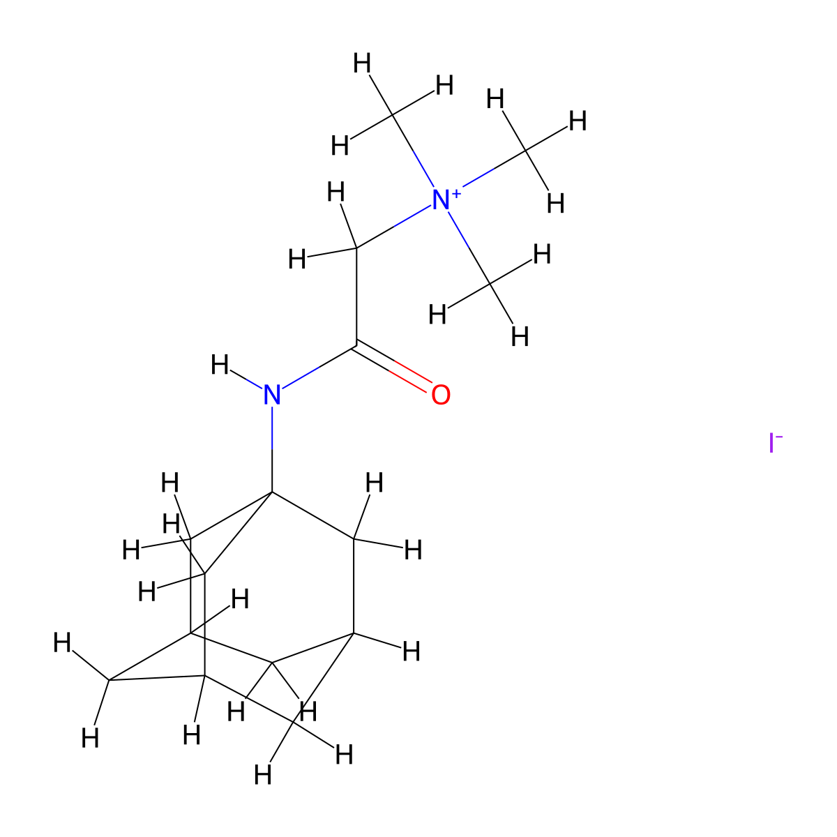 Ammonium, ((1-adamantylcarbamoyl)methyl)trimethyl-, iodide molecular structure, CAS 25517-04-8