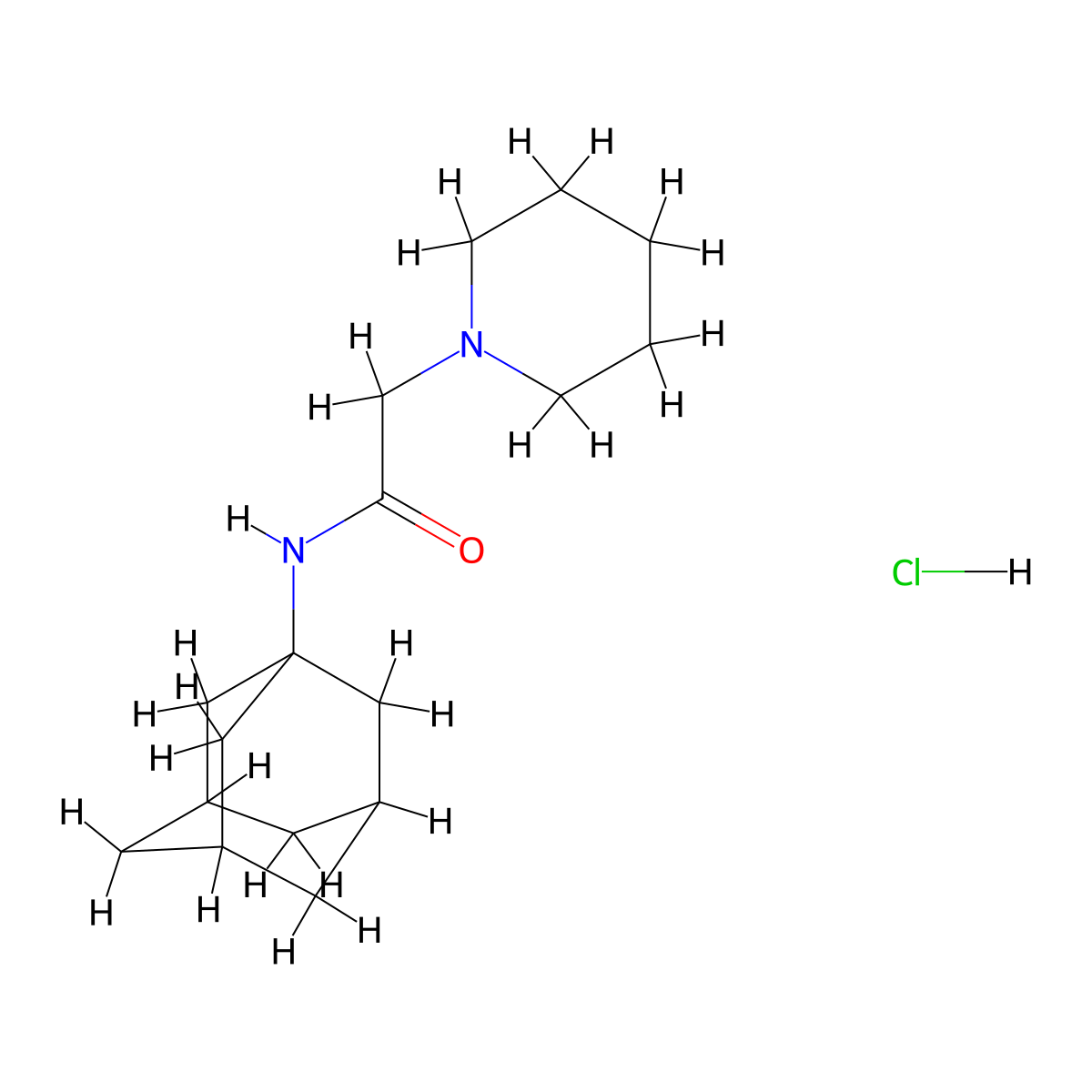 1-Piperidineacetamide, N-1-adamantyl-, monohydrochloride molecular structure, CAS 25517-06-0