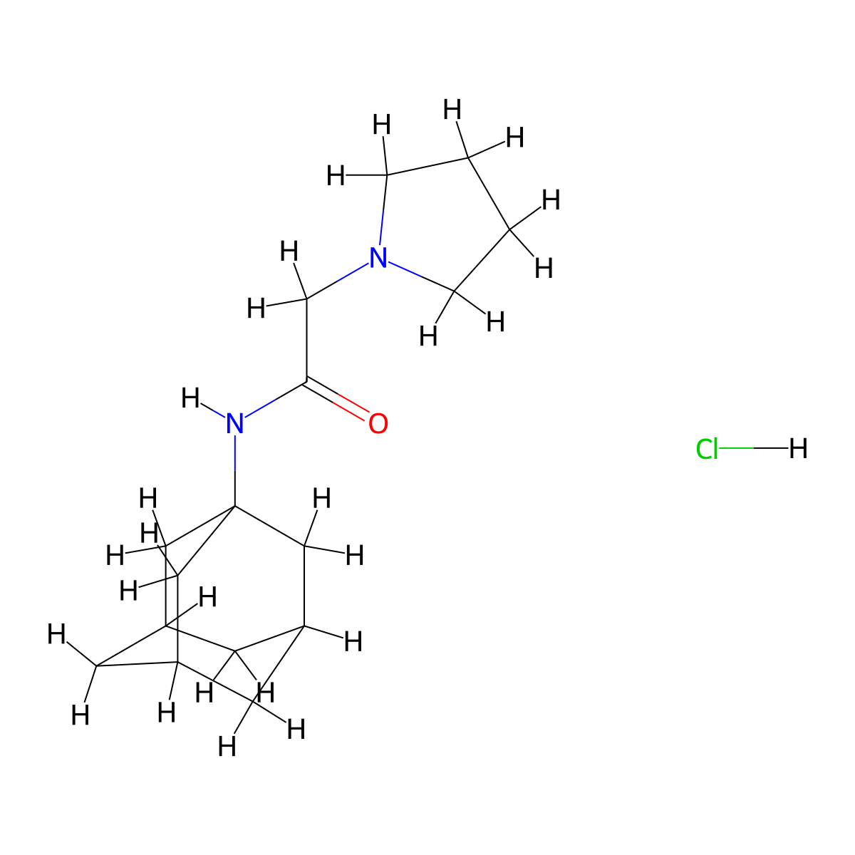 1-Pyrrolidineacetamide, N-1-adamantyl-, monohydrochloride molecular structure, CAS 25517-09-3