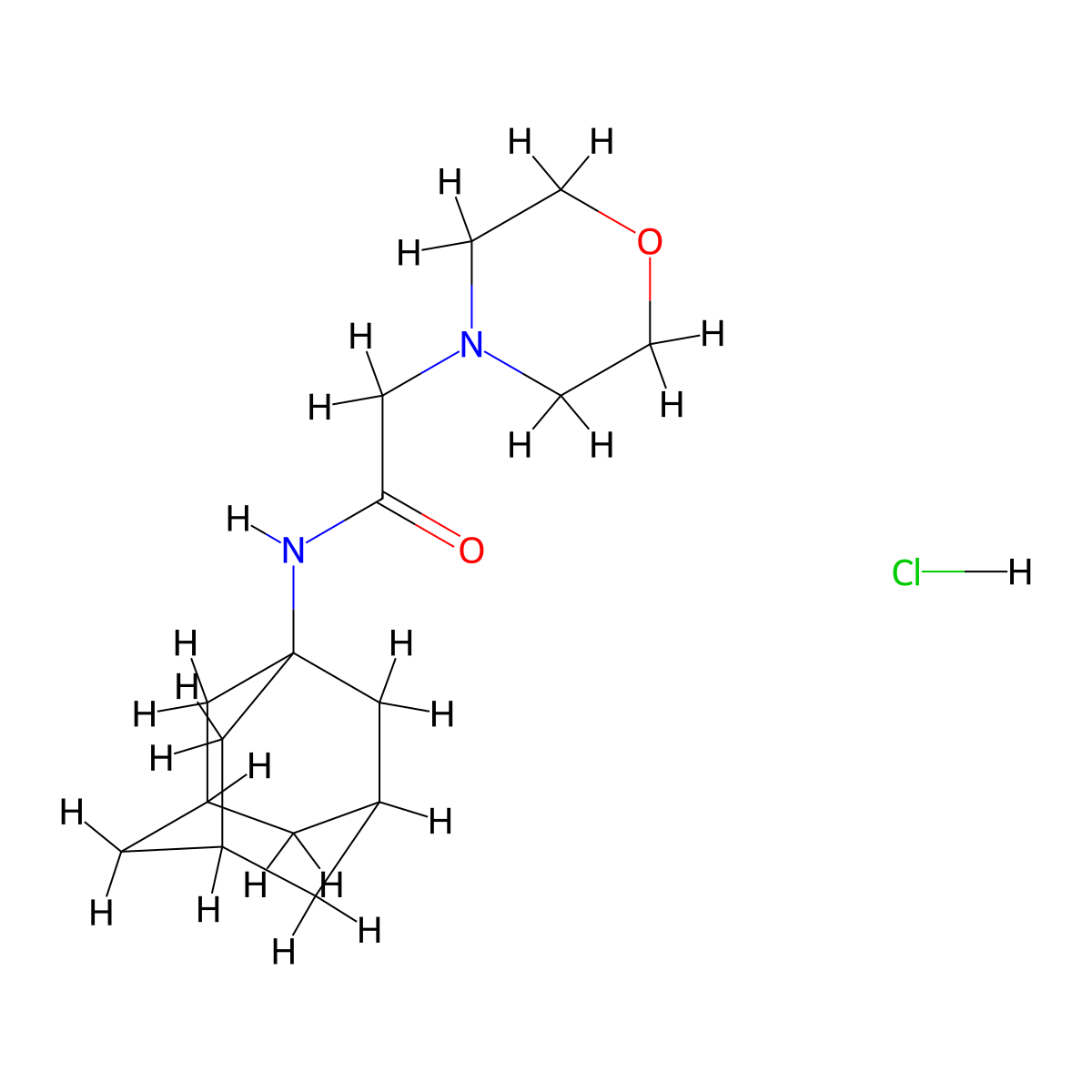 4-Morpholineacetamide, N-1-adamantyl-, monohydrochloride molecular structure, CAS 25517-11-7