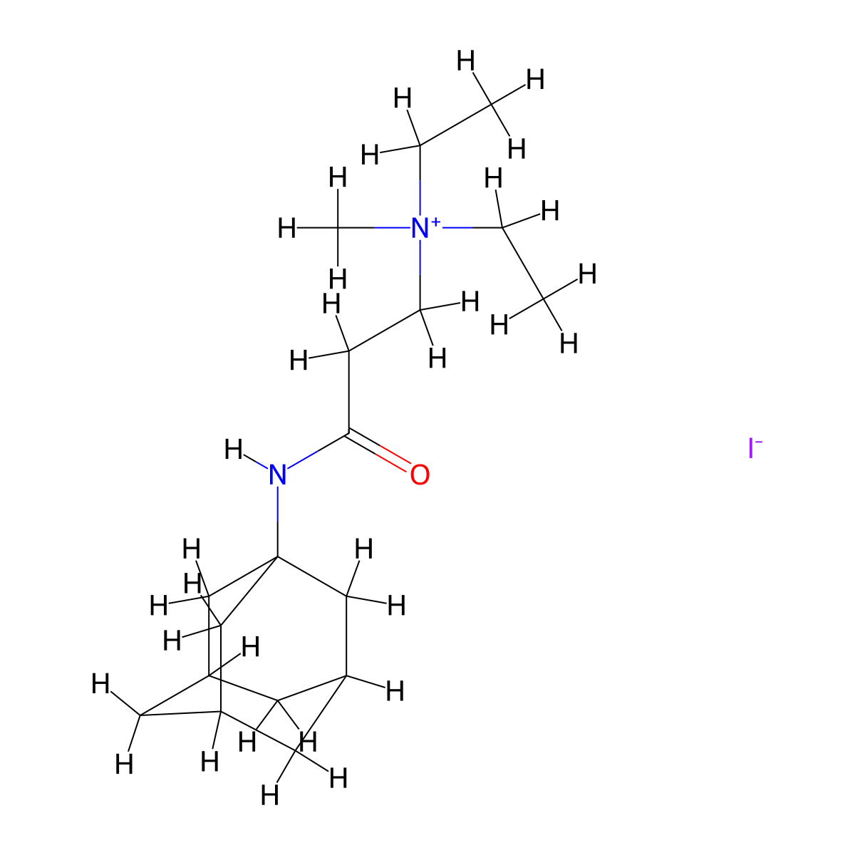 Ammonium, (2-(1-adamantylcarbamoyl)ethyl)diethylmethyl-, iodide molecular structure, CAS 25517-16-2