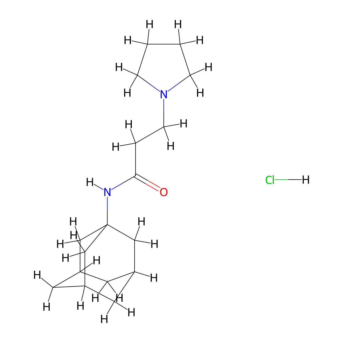 1-Pyrrolidinepropionamide, N-1-adamantyl-, monohydrochloride molecular structure, CAS 25517-21-9