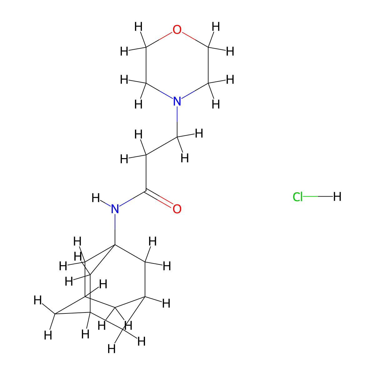 4-Morpholinepropionamide, N-1-adamantyl-, monohydrochloride molecular structure, CAS 25517-22-0