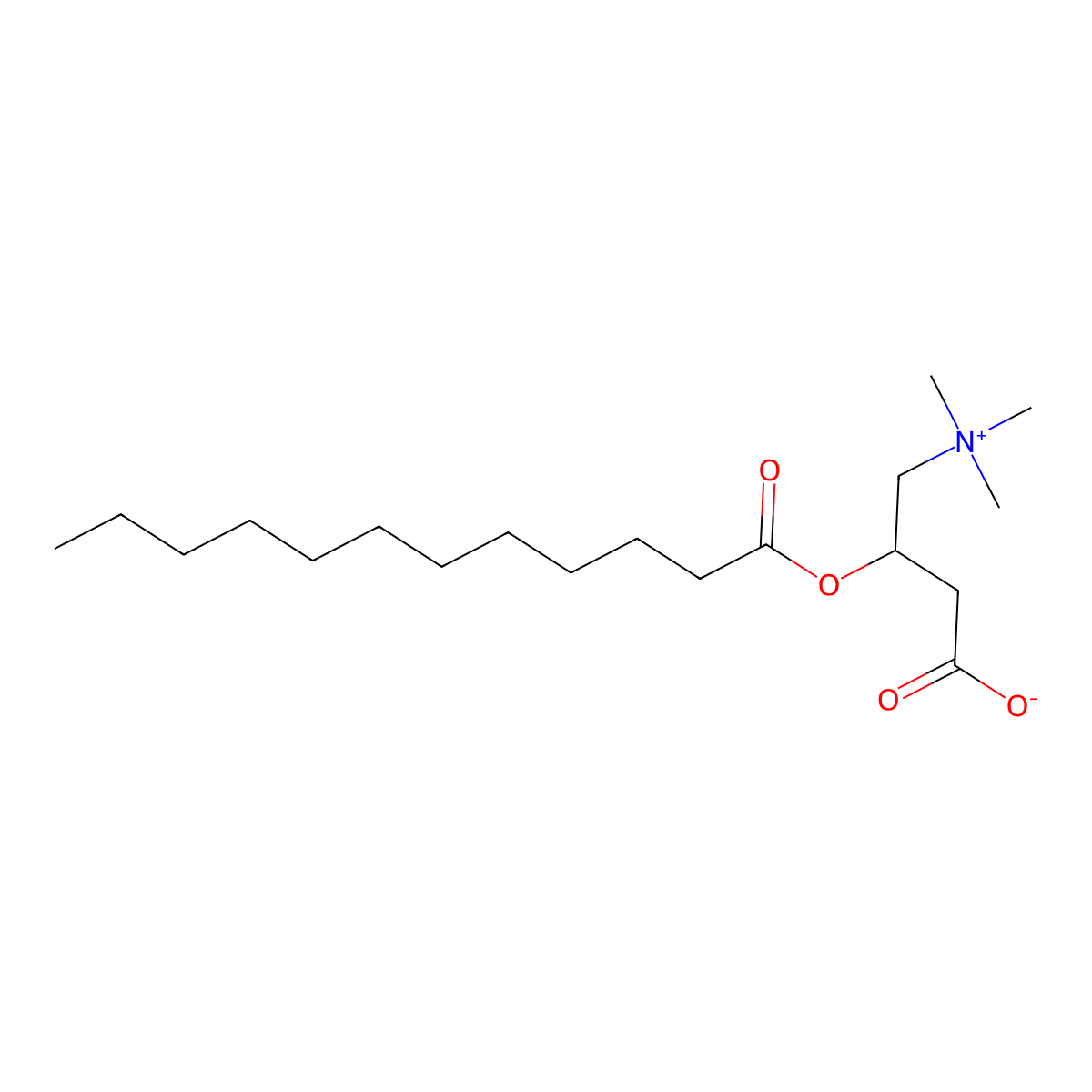 Lauroyllevocarnitine molecular structure, CAS 25518-54-1