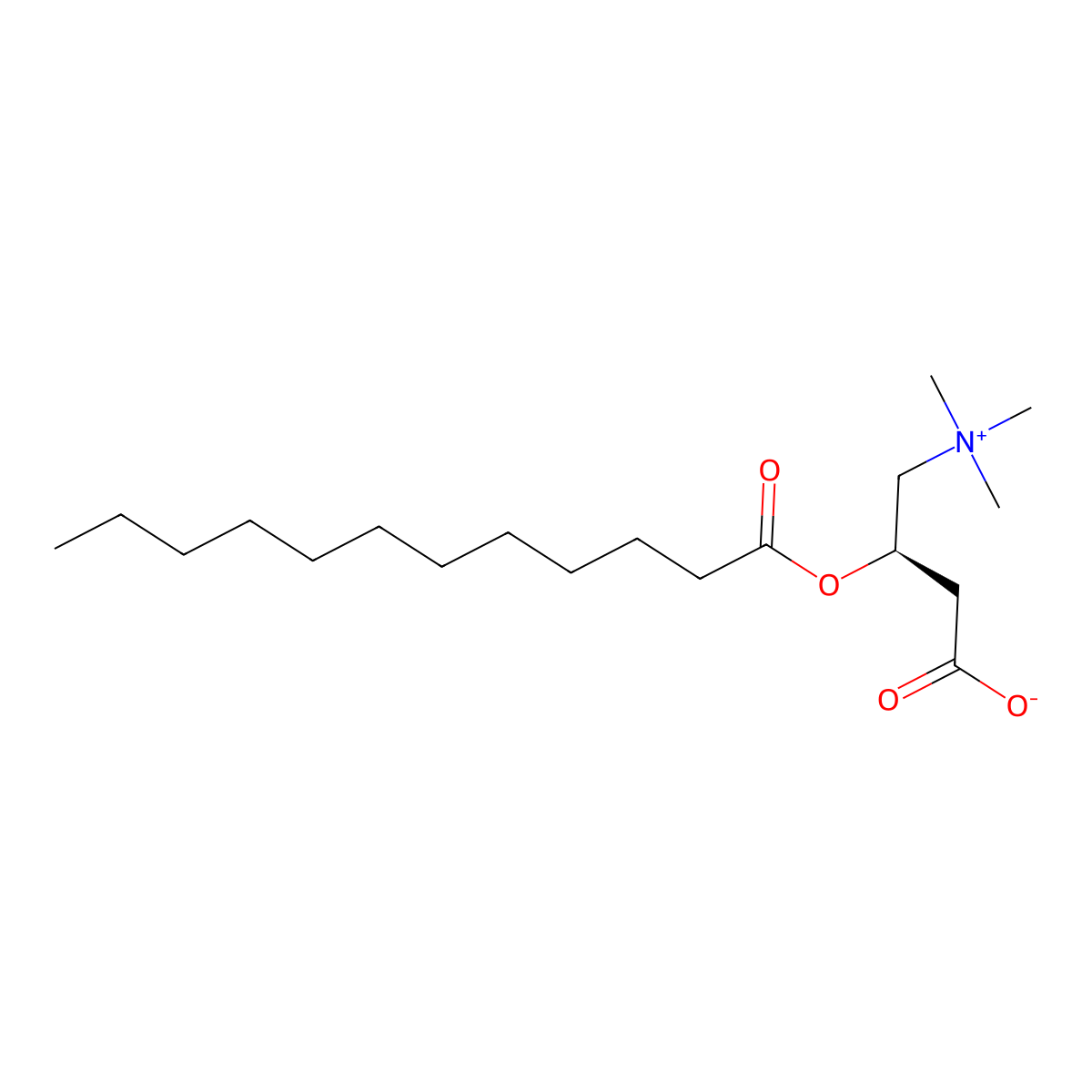 Lauroyllevocarnitine molecular structure, CAS 25518-54-1