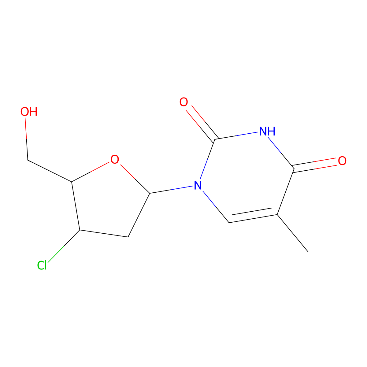 Thymidine, 3'-chloro-3'-deoxy- molecular structure, CAS 25526-94-7