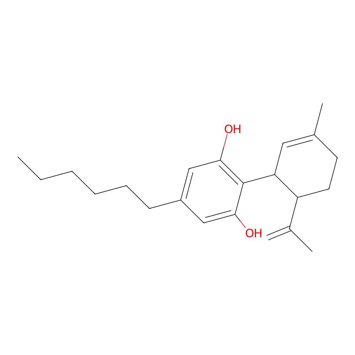 5-hexyl-2-[(1R,6R)-3-methyl-6-(1-methylethenyl)-2-cyclohexen-1-yl]-1,3-benzenediol molecular structure, CAS 2552798-21-5