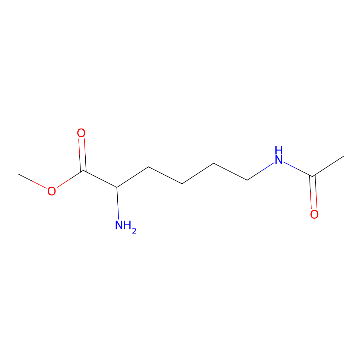 (S)-methyl 6-acetamido-2-aminohexanoate molecular structure, CAS 25528-51-2