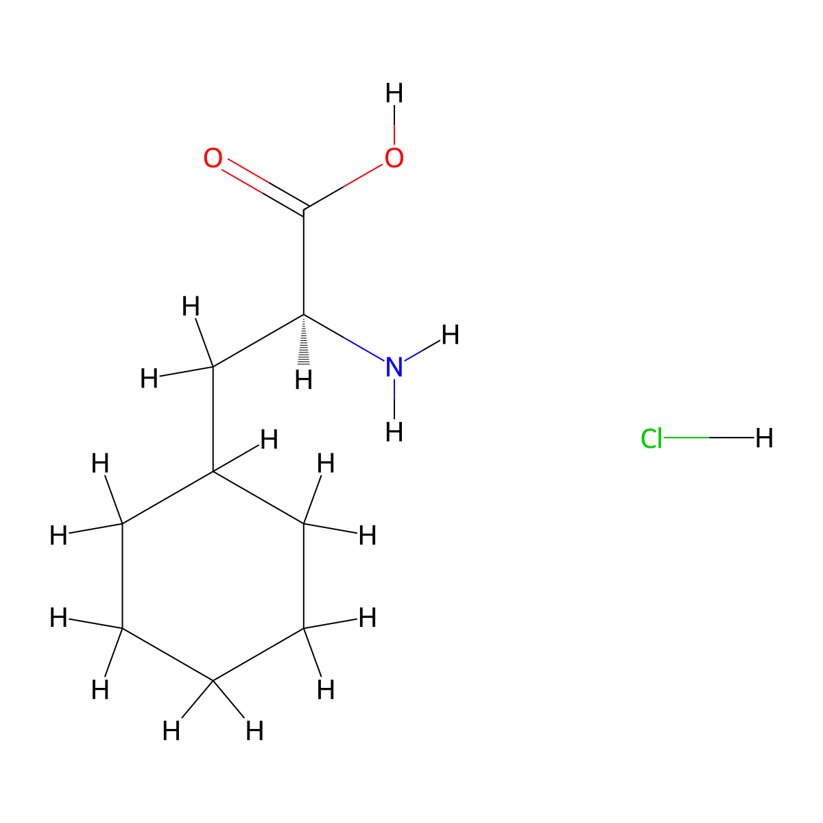 (S)-2-Amino-3-cyclohexylpropanoic acid hydrochloride molecular structure, CAS 25528-71-6
