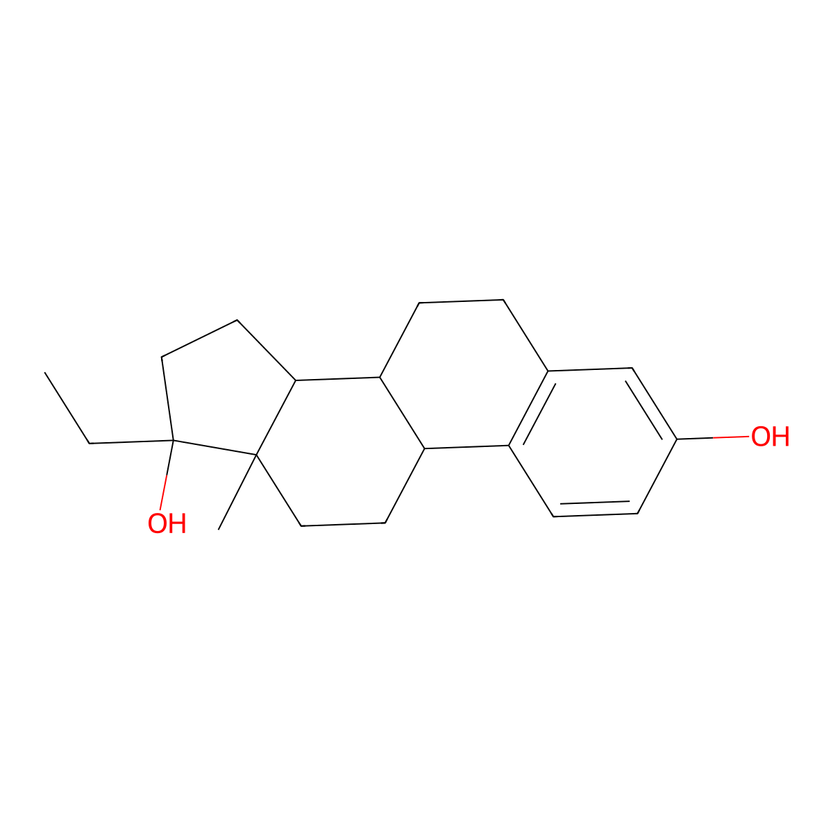 17alpha-Ethylestradiol molecular structure, CAS 2553-34-6