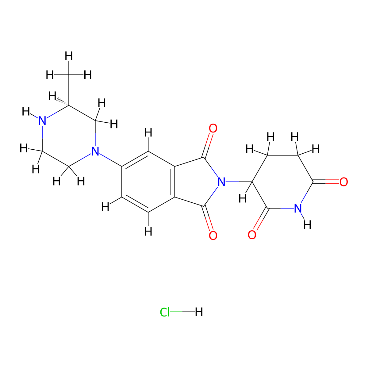 2-(2,6-dioxopiperidin-3-yl)-5-[(3S)-3-methylpiperazin-1-yl]isoindole-1,3-dione;hydrochloride molecular structure, CAS 2553108-26-0