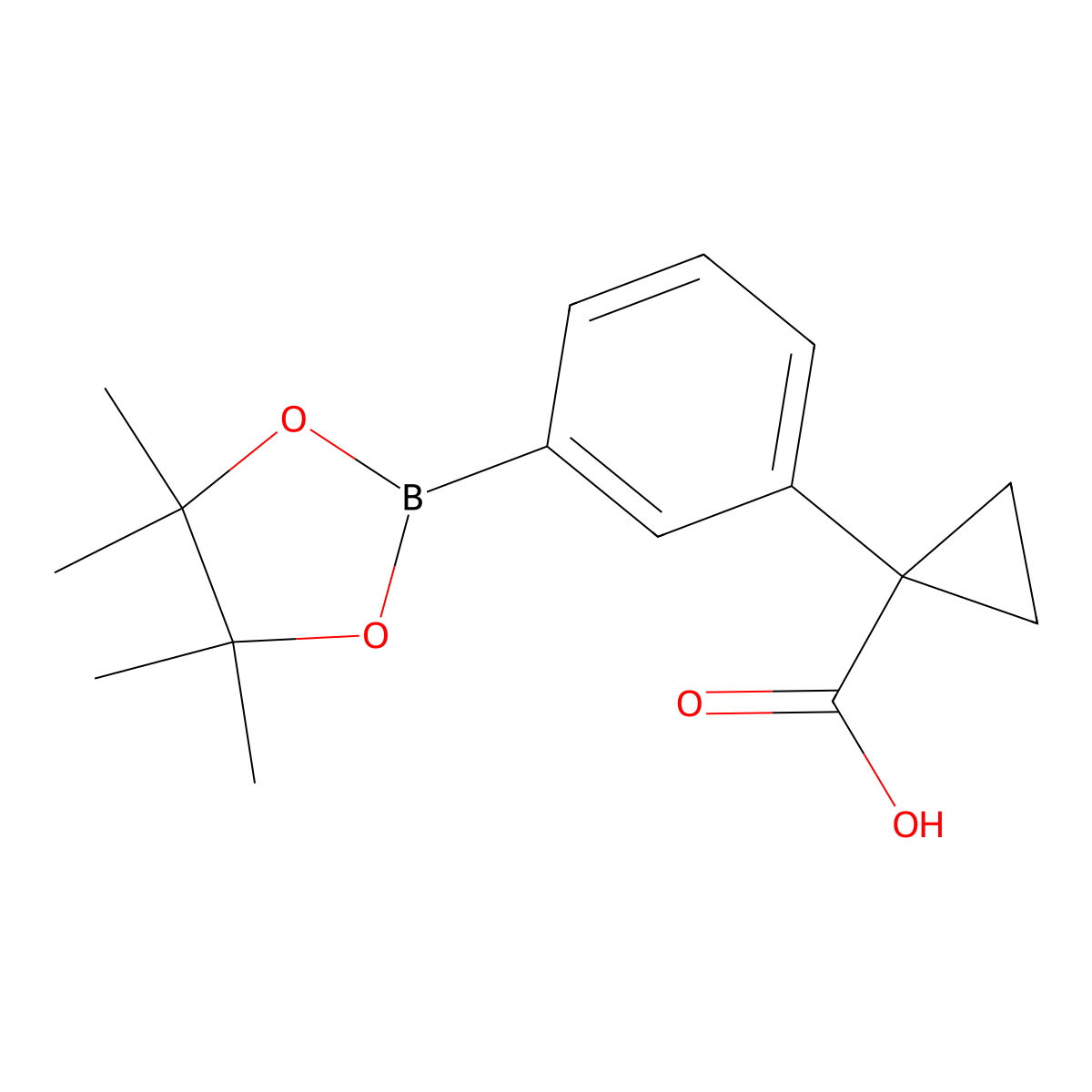 1-(3-(4,4,5,5-Tetramethyl-1,3,2-dioxaborolan-2-yl)phenyl)cyclopropane-1-carboxylic acid molecular structure, CAS 2553271-61-5
