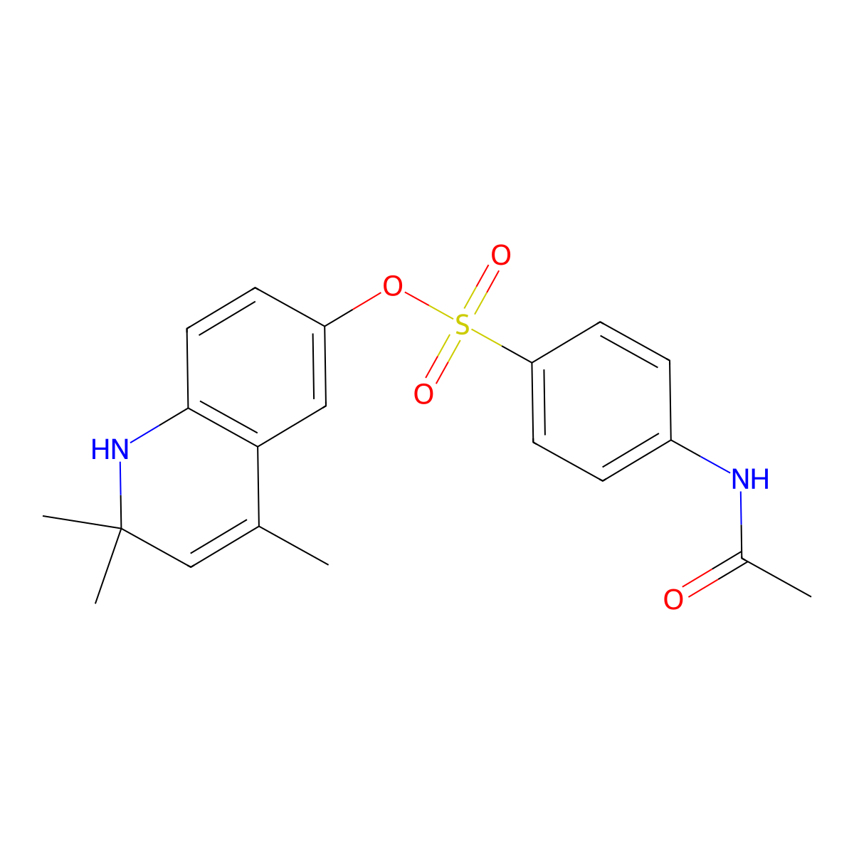 2,2,4-Trimethyl-1,2-dihydroquinolin-6-yl 4-(acetylamino)benzenesulfonate molecular structure, CAS 255375-71-4