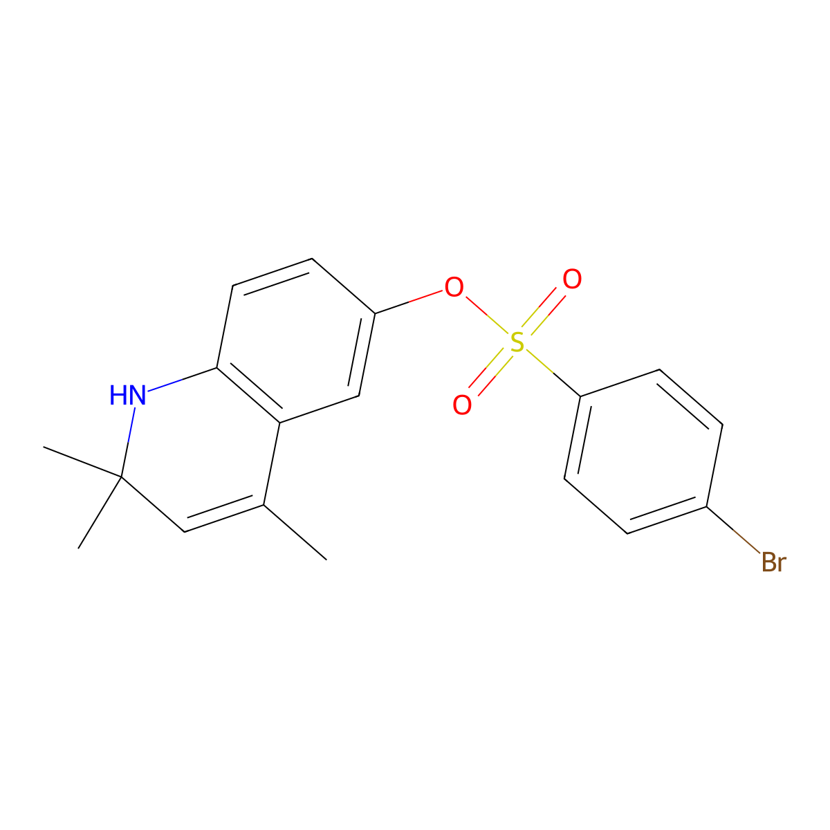4-Bromo-benzenesulfonic acid 2,2,4-trimethyl-1,2-dihydro-quinolin-6-yl ester molecular structure, CAS 255375-74-7