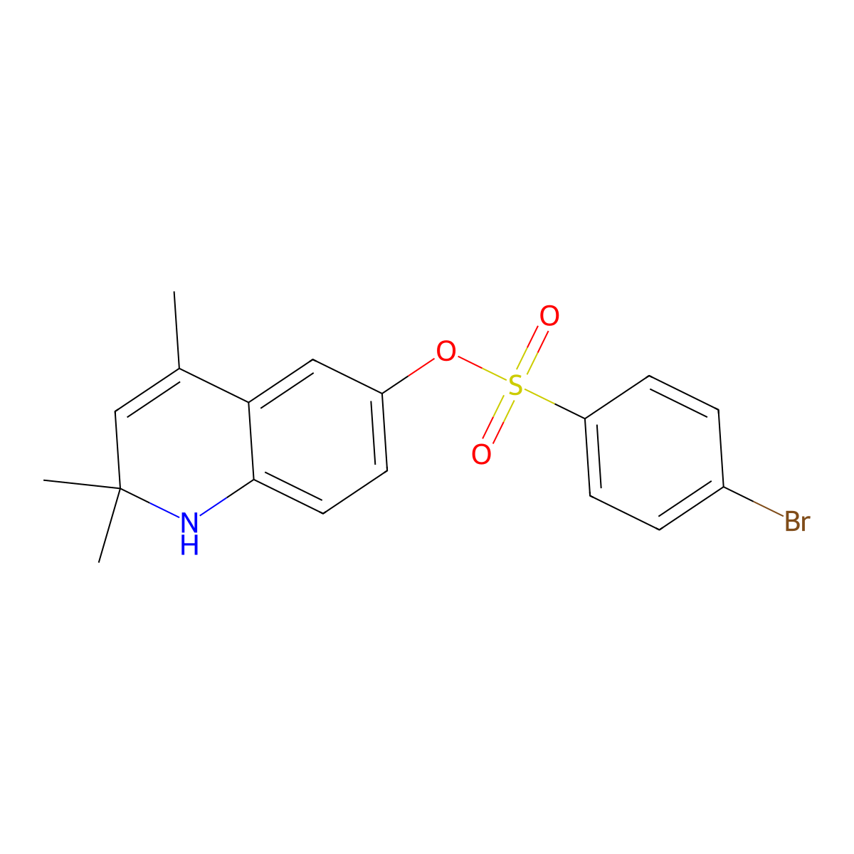 4-Bromo-benzenesulfonic acid 2,2,4-trimethyl-1,2-dihydro-quinolin-6-yl ester molecular structure, CAS 255375-74-7