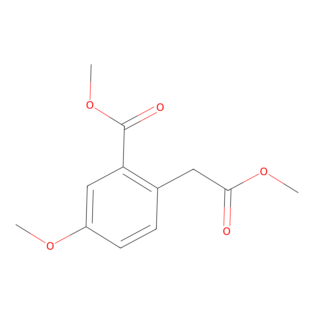 Methyl 5-methoxy-2-(2-methoxy-2-oxoethyl)benzoate molecular structure, CAS 255376-41-1