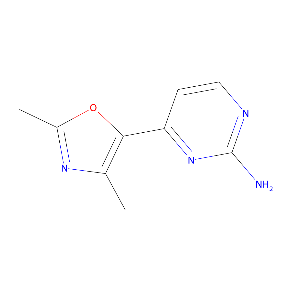 4-(2,4-Dimethyl-1,3-oxazol-5-yl)pyrimidin-2-amine molecular structure, CAS 255377-85-6