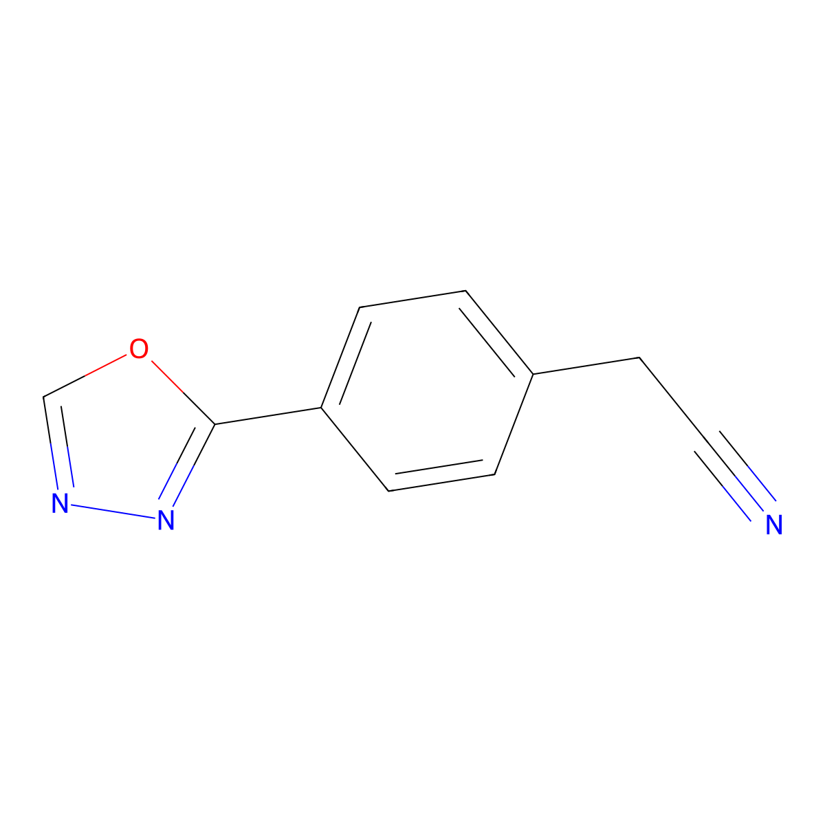 2-[4-(1,3,4-Oxadiazol-2-yl)phenyl]acetonitrile molecular structure, CAS 255377-89-0