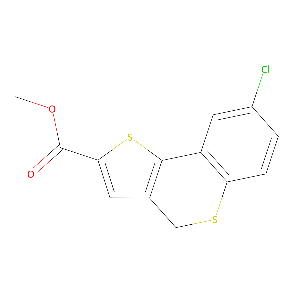 methyl 8-chloro-4H-thieno[3,2-c]thiochromene-2-carboxylate molecular structure, CAS 255378-11-1