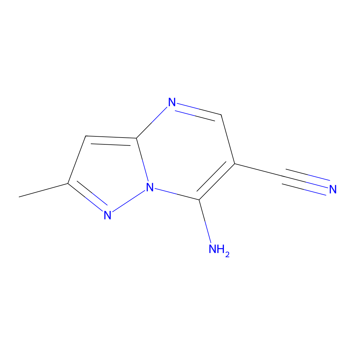 7-Amino-2-methylpyrazolo[1,5-a]pyrimidine-6-carbonitrile molecular structure, CAS 255389-59-4