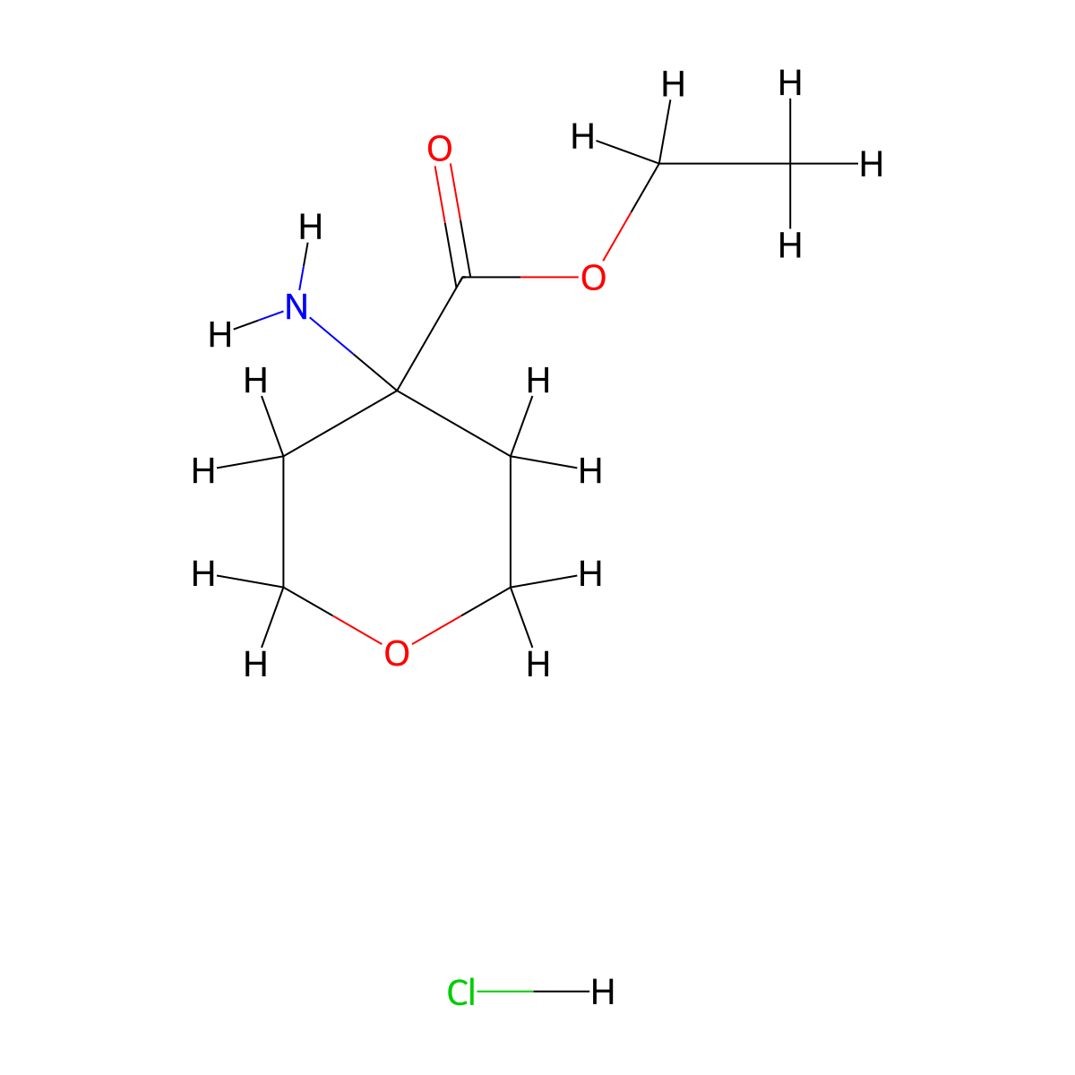 Ethyl 4-aminooxane-4-carboxylate hydrochloride molecular structure, CAS 255390-15-9