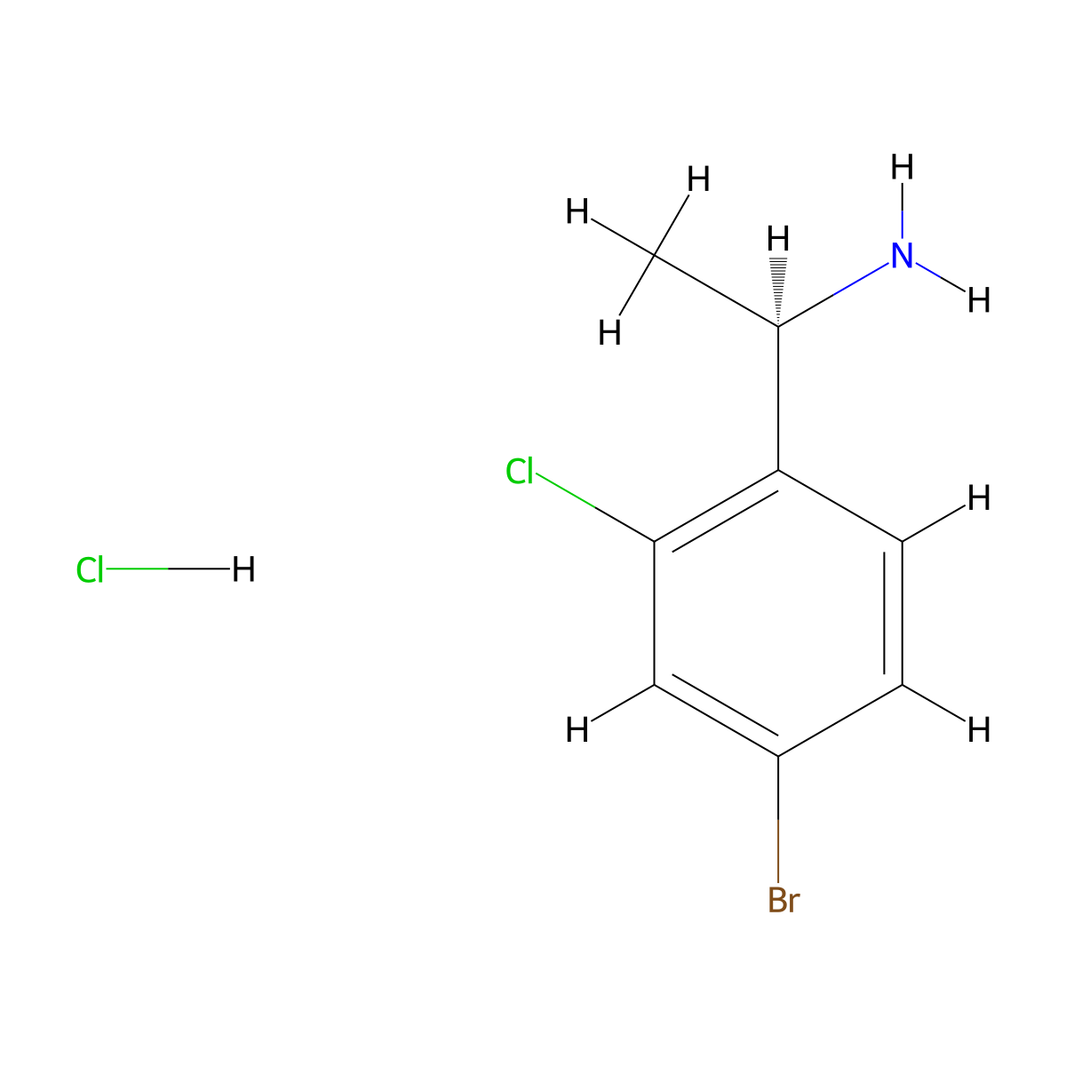 (R)-1-(4-Bromo-2-chlorophenyl)ethan-1-amine hydrochloride molecular structure, CAS 2554381-12-1