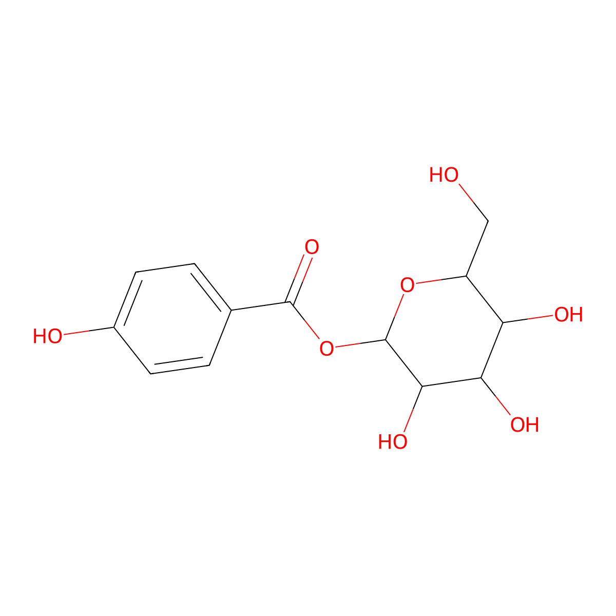 1-O-4-hydroxybenzoyl-beta-D-glucose molecular structure, CAS 25545-07-7